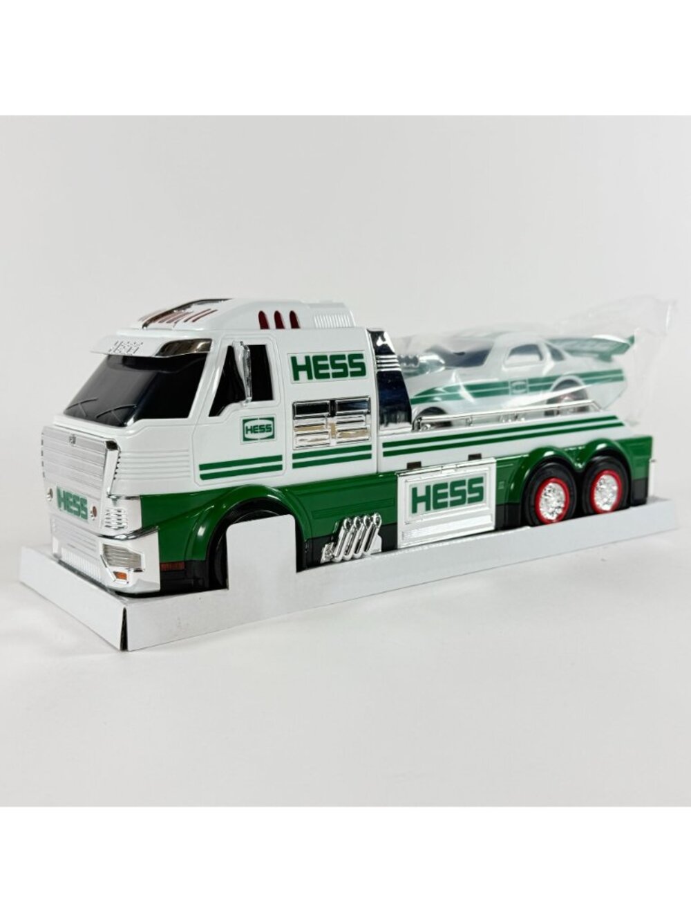 Hess Truck & Dragster Car Set 2016 Green & White W/ Original Box